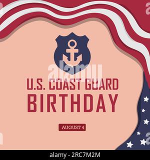 USA Coast Guard Geburtstag August 4 das Konzept der Vereinigten Staaten. Vektorposter-Design mit Patriotic-Element im Ankerstil. Stock Vektor