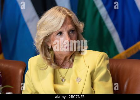 Dr. Jill Biden, First Lady der Vereinigten Staaten, nimmt am 12. Juli 2023 an der ersten Tagung der Global First Ladies Academy der Columbia University's School of Public Health in New York City Teil Stockfoto