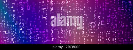 LED-Hintergrundbeleuchtung mit Pixelmuster. Wandplatte mit digitalem tv-Display in blauem, rosa und violettem Farbverlauf. Abstraktes helles Fernsehen vi Stock Vektor