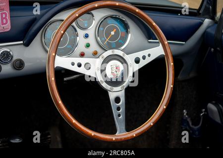 Porsche 356 Lenkrad Nahaufnahme Stockfoto