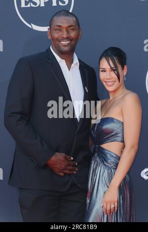 Metta World Peace und Maya Ford-Artest bei den ESPY Awards 2023 im Dolby Theatre in Hollywood, Kalifornien, am Mittwoch, den 12. Juli 2023. (Foto von Crash/imageSPACE)/Sipa USA Kredit: SIPA USA/Alamy Live News Stockfoto