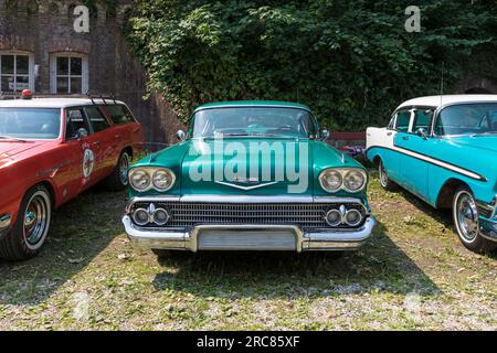 Stade, Deutschland – 9. Juli 2023: Ein klassischer Chevrolet Biscayne aus dem Jahr 1958, ausgestellt auf der Zusammenkunft von Summertime Drive US Car Stockfoto