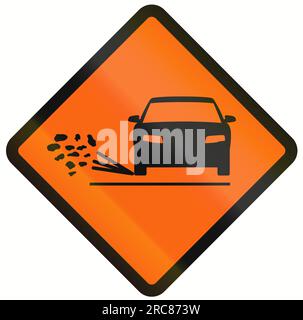 Temporäres Warnschild in Indonesien: Lose Absplitterungen Stockfoto