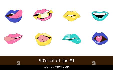 90-s-Lippen im Cartoon-Stil Stock Vektor