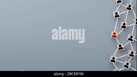 Holzblöcke mit Menschen-Symbol. Organisationsstruktur, soziales Netzwerk, Führung, Teambildung. Teamwork, Organisation und Brainstorming-Konzept. Teamw Stockfoto
