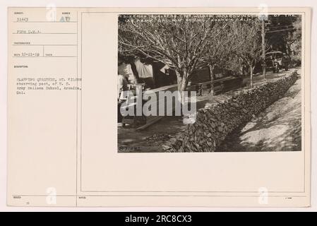 Soldaten, die in den Quartieren am Mt. Wilson beobachtete den Posten der USA Army Balloon School in Arcadia, Kalifornien. Foto aufgenommen am 21. Dezember 1918. Stockfoto