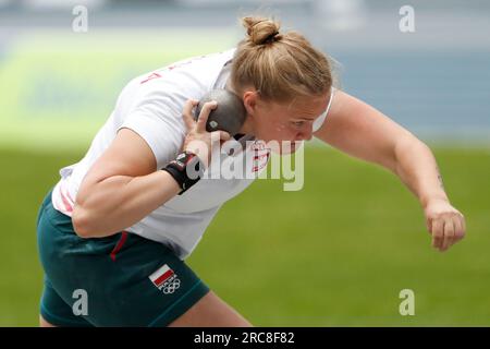 Chorzow, Polen. 23. Juni 2023: Die polnische Klaudia Kardasz tritt bei der Women's Shot Put während der Athletik-Meisterschaft der europäischen Teams, der Europameisterschaft – Tag 4 im Slaski-Stadion in Chorzow, Polen, an. 23. Juni 2023. (Foto: Nikola Krstic/Alamy) Stockfoto