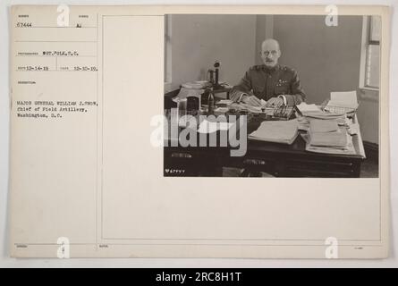 Foto von Major General William A. Snow, Chief of Field Artillery, Washington D.C. Das Bild wurde am 10. Dezember 1919 von Sergeant Polk in South Carolina aufgenommen. Es ist das Symbol AV RECZD 12-14-19 und trägt die Beschreibung VON MAJOR GENERAL WILLIAM J.SNOW zusammen mit den Anmerkungen 4067444. Stockfoto