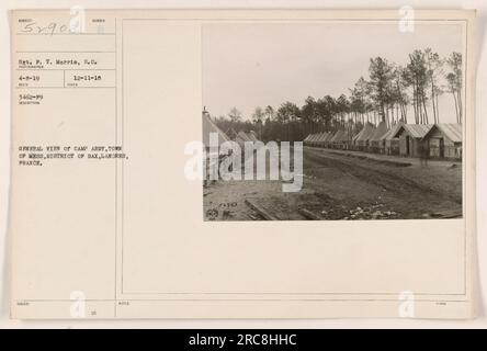 "Allgemeiner Blick auf Camp Ardy, in der Stadt Chaos, Bezirk Dax, Landres, Frankreich. Dieses Foto, aufgenommen am 4-8-19 von Sergeant F. T. Morris, zeigt einen Panoramablick auf das Camp. Das Bild mit der Beschreibungsnummer 529031 wurde am 12-11-18 herausgegeben. Hinweise: 3462-P9, 52943." Stockfoto