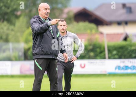 Bramberg am Wildkogel, Österreich – 3. Juli 2023. Ferencvaros trainiert Stanislav Cherchesov vor dem internationalen Clubfreund Ferencvaros gegen Bo Stockfoto