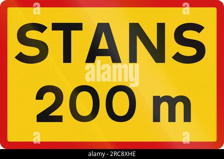 Isländisches Zusatzschild: Halten Sie 200 Meter weiter Stockfoto