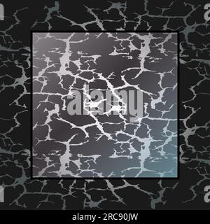 Abstrakte schwarze rissige Textur nahtloses Gittermuster transparenter Rahmen rissige karge Wüstenerde, verursacht durch Dürre durch die globale Erwärmung Grunge Backgr Stock Vektor