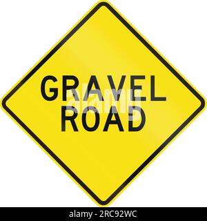 Ein australisches Warnschild - Gravel Road Stockfoto