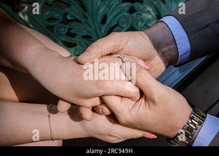 HEIRATSANTRAG IN PARIS IN EINEM PARISER PALAST Stockfoto