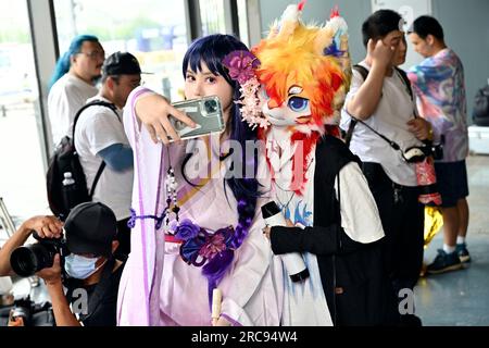 SHANGHAI, CHINA - 13. Juli 2023 - Anime-Fans besuchen CCG EXPO 2023 in Shanghai, China, 13. Juli 2023. Die 18. China International Animation und Spiele E Stockfoto