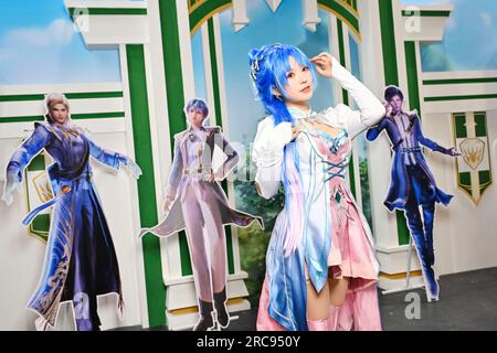SHANGHAI, CHINA - 13. Juli 2023 - Anime-Fans besuchen CCG EXPO 2023 in Shanghai, China, 13. Juli 2023. Die 18. China International Animation und Spiele E Stockfoto