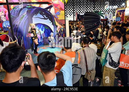 SHANGHAI, CHINA - 13. Juli 2023 - Anime-Fans besuchen CCG EXPO 2023 in Shanghai, China, 13. Juli 2023. Die 18. China International Animation und Spiele E Stockfoto