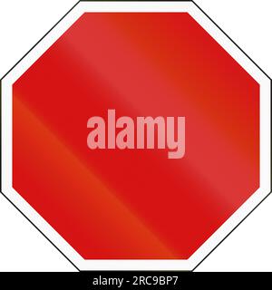 Irisches Straßenwarnschild: Stoppschild voraus Stockfoto