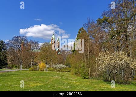 Schum-Stadt, Domgarten, Dom zu Speyer, Kaiserdom, St. Maria und St. Stephan, geweht 1061 Stockfoto