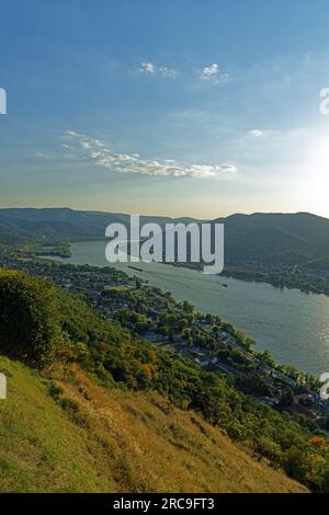 Burg, Visegrádi Fellegvár, 13. Jahrhundert, Panorama, Fluß, Donau, Duna Stockfoto