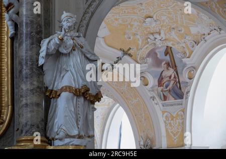 Innenansicht der ehemaligen Zisterzienserabtei Kloster Schöntal in Hohenlohe Schöntal im Jagsttal, Baden-Württemberg, Deutschland, Europa Stockfoto