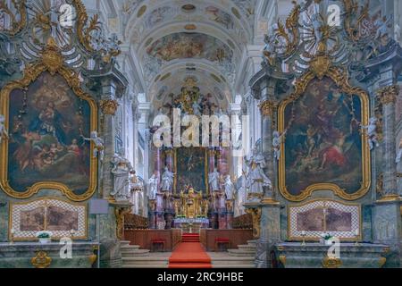 Innenansicht der ehemaligen Zisterzienserabtei Kloster Schöntal in Hohenlohe Schöntal im Jagsttal, Baden-Württemberg, Deutschland, Europa Stockfoto