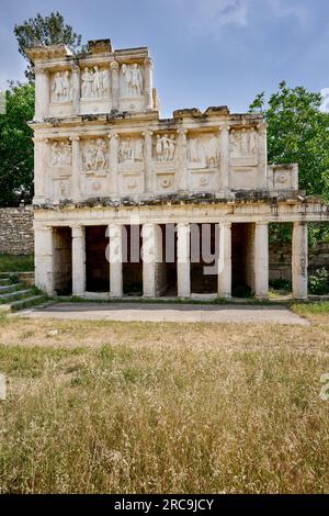 Reliefs des Sebasteion im Museum von Aphrodisias Ancient City, Denizli, Tuerkei Reliefs des Sebasteion im Museum der Ancient City, H Stockfoto