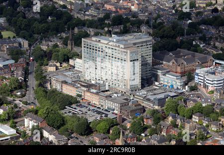 Luftaufnahme des Royal Hallamshire Hospital, Sheffield, South Yorkshire, Großbritannien Stockfoto