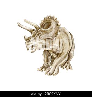 Aquarell handgezeichneter tropischer Dinosaurier, handgemalte süße Dinosaurier. Dino-Illustrationen für Design, Tapete, Sammelalben, Einladung, Hochzeiten Stockfoto