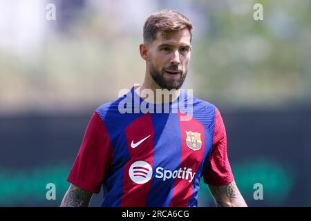 Barcelona, Spanien. 13. Juli 2023. Inigo Martinez, der neue Spieler des FC Barcelona bei der Ciutat Esportiva Joan Gamper in Barcelona, Spanien. Kredit: DAX Images/Alamy Live News Stockfoto