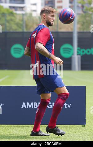 Barcelona, Spanien. 13. Juli 2023. Inigo Martinez, der neue Spieler des FC Barcelona bei der Ciutat Esportiva Joan Gamper in Barcelona, Spanien. Kredit: DAX Images/Alamy Live News Stockfoto