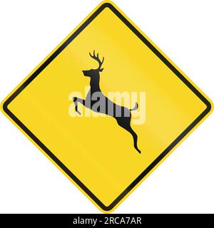 Kanadisches Straßenwarnschild - Wildüberquerung. Dieses Zeichen wird in Ontario verwendet. Stockfoto