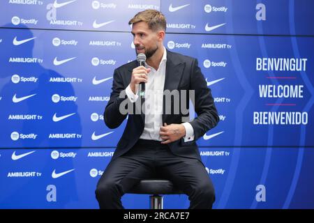 Barcelona, Spanien. 13. Juli 2023. Inigo Martinez, der neue Spieler des FC Barcelona bei der Ciutat Esportiva Joan Gamper in Barcelona, Spanien. Kredit: DAX Images/Alamy Live News Stockfoto