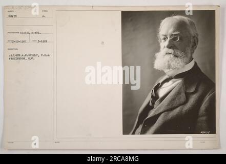 Auf diesem Foto ist Generalmajor A.W. zu sehen Greely aus den USA Armee, mit Sitz in Washington, D.C. Das Foto wurde im März 1921 von einem Fotografen des Signalkorps aufgenommen. Das Beschreibungssymbol zeigt Major General A.W. Greely an. Die entsprechenden Hinweise sind mit 68475 nummeriert und von 1-4 datiert. Stockfoto