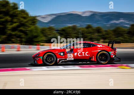 Le Castellet, Frankreich. 13. Juli 2023. 95 HARTSHORNE John (gbr), TUCK Ben (gbr), ADAM Jonathan (gbr), TF Sport, Aston Martin Vantage AMR, Action während der 2. Runde des Michelin Le Mans Cup 2023 auf dem Circuit Paul Ricard vom 14. Bis 16. Juli 2023 in Le Castellet, Frankreich - Foto Paulo Maria/DPPI Gutschrift: DPPI Media/Alamy Live News Stockfoto