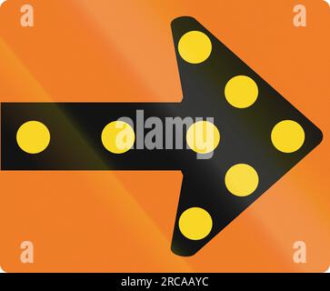 Kanadische Markierung auf Bauschranken mit Pfeil, verwendet in Ontario. Stockfoto