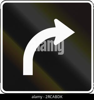 Wegweiser für Spurmanagement in Kanada - Lane für Rechtsabbiegung. Dieses Zeichen wird in Ontario verwendet. Stockfoto