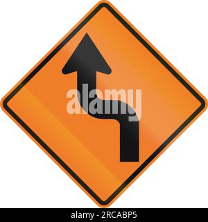 Kanadisches temporäres Verkehrswarnschild – Rückwärtsfahren. Dieses Zeichen wird in Ontario verwendet. Stockfoto