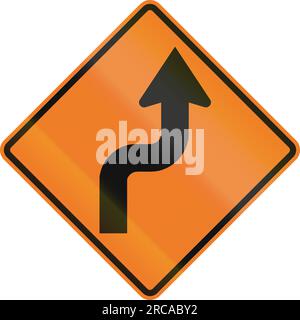 Kanadisches temporäres Verkehrswarnschild – Rückwärtsfahren. Dieses Zeichen wird in Ontario verwendet. Stockfoto