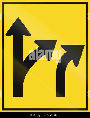 Fahrspurübersichtsschild in Kanada – zwei Spuren. Dieses Zeichen wird in Ontario verwendet. Stockfoto
