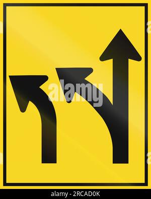 Fahrspurübersichtsschild in Kanada – zwei Spuren. Dieses Zeichen wird in Ontario verwendet. Stockfoto