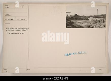 21. Grand Division Transportation Corps in Camp Pullman, Frankreich. Dieses Foto zeigt den Kraftwerksstandort in Aytre. Das Bild wurde am 9. November 1918 aufgenommen. Das Beschreibungssymbol ist E, und das Foto wurde nur für offizielle Zwecke herausgegeben. Stockfoto