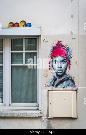 Street Art im beliebten 13. Arrondissement, Paris, Frankreich Stockfoto