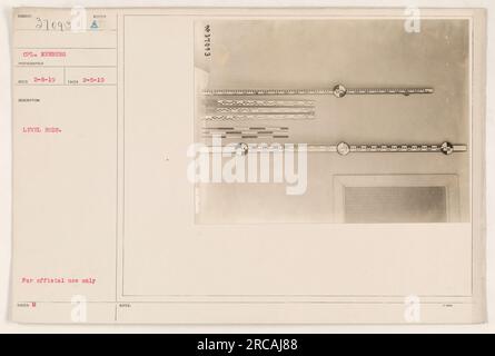 CPL. Newberg hat dieses Foto am 5. Februar 1919 aufgenommen. Das Bild zeigt Soldaten, die während militärischer Aktivitäten im Ersten Weltkrieg Stäbe verwenden. Dieses offizielle Foto mit der Bezeichnung 37093 wurde nur für den offiziellen Gebrauch aufgenommen und ist Teil der Sammlung „Fotos von amerikanischen militärischen Aktivitäten während des Ersten Weltkriegs“. Stockfoto