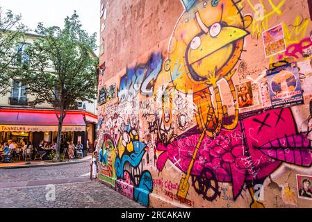 Street Art im beliebten 13. Arrondissement, Paris, Frankreich Stockfoto
