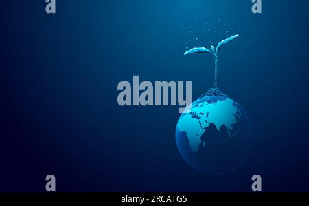 Keimpflanze auf der Erde. Konzept Der Nachhaltigkeitsentwicklung Stock Vektor