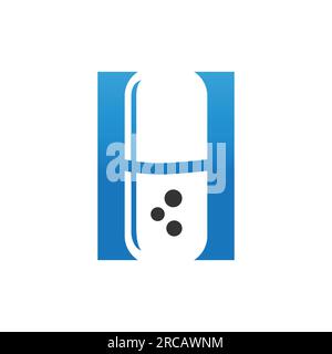 Design mit H-Pille oder Kapsel-Logo. Darstellung des Buchstabens h mit dem pharmazeutischen Apotheke-Logo pill icon Concept Vector Stock Vektor