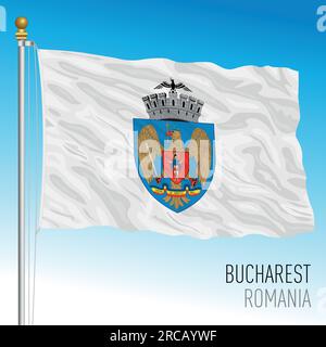 Bukarest offizielle Flagge, Rumänien, europäisches Land, Vektordarstellung Stock Vektor