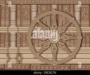 Konark-Rad - Sonnentempel - Odisha - Symbol als EPS 10-Datei Stock Vektor