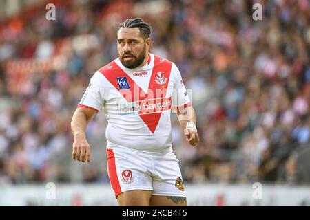 St. Helens, England - 13. Juli 2023 - Konrad Hurrell von St. Helens. Betfred Super League, St. Helens gegen Catalan Dragons im Totally Wicked Stadium, St. Helens, Großbritannien Stockfoto